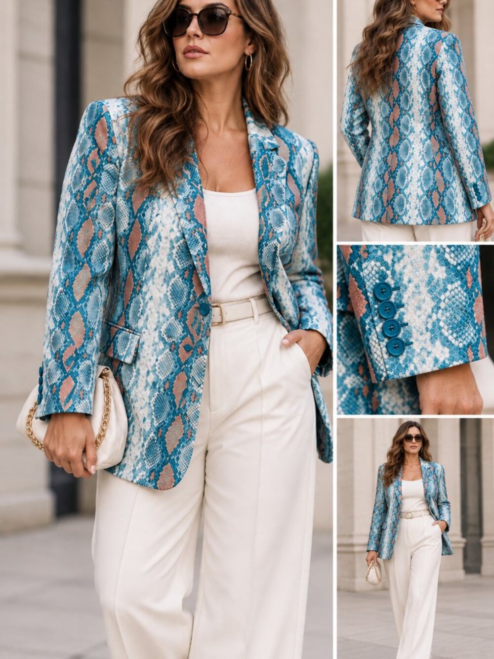 Evelin Brandt Berlin Snake Print Blazer Jacket XXL EU 50/52 Plus Size Statement